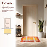 Ultra Soft Area Rug, Non Slip, Stain Resistant, Washable Area Rugs for Living Room, Bedroom, Artful Bright Tiled Composition(Orange)