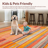 Ultra Soft Area Rug, Non Slip, Stain Resistant, Washable Area Rugs for Living Room, Bedroom, Dynamic Curved Lines with Rich Colors(Orange)