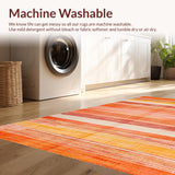 Ultra Soft Area Rug, Non Slip, Stain Resistant, Washable Area Rugs for Living Room, Bedroom, Modern Striped Geometry in Bright Tones(Orange)