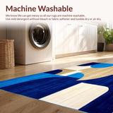 Ultra Soft Area Rug, Non Slip, Stain Resistant, Washable Area Rugs for Living Room, Bedroom, Bold Blue and Beige Geometric Shapes Area for Contemporary Decor(Blue)