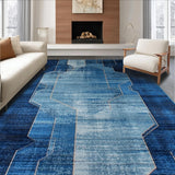 Ultra Soft Area Rug, Non Slip, Stain Resistant, Washable Area Rugs for Living Room, Bedroom, Transitional Coastal Wave Design(Blue)