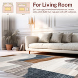 Ultra Soft Area Rug, Non Slip, Stain Resistant, Washable Area Rugs for Living Room, Bedroom, Rustic Neutral Geometric Motif(Beige)