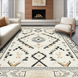 Ultra Soft Area Rug, Non Slip, Stain Resistant, Washable Area Rugs for Living Room, Bedroom, Neutral Textured Diamond Motif(Beige)