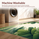 Ultra Soft Area Rug, Non Slip, Stain Resistant, Washable Area Rugs for Living Room, Bedroom, Lush Tropical Escape Area Green Beige Leaf(Green)