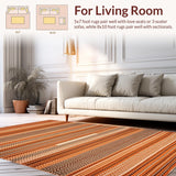 Ultra Soft Area Rug, Non Slip, Stain Resistant, Washable Area Rugs for Living Room, Bedroom, Contemporary Abstract Waffle Layout(Orange)