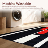 Ultra Soft Area Rug, Non Slip, Stain Resistant, Washable Area Rugs for Living Room, Bedroom, Sophisticated Linear Abstract Design(Black)