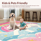 Ultra Soft Area Rug, Non Slip, Stain Resistant, Washable Area Rugs for Living Room, Bedroom, Unicorn-Themed Plush Nursery Area Carpet(Red)