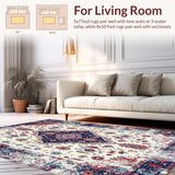 Ultra Soft Area Rug, Non Slip, Stain Resistant, Washable Area Rugs for Living Room, Bedroom, Playful Colorful Trellis Pattern(White)