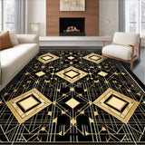 Ultra Soft Area Rug, Non Slip, Stain Resistant, Washable Area Rugs for Living Room, Bedroom, Contemporary Gold Linear Harmony(Gold)