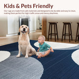 Ultra Soft Area Rug, Non Slip, Stain Resistant, Washable Area Rugs for Living Room, Bedroom, Elegant Navy Floral Motif(Blue)