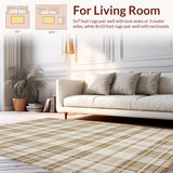 Ultra Soft Area Rug, Non Slip, Stain Resistant, Washable Area Rugs for Living Room, Bedroom, Elegant Neutral Geometric Texture(Beige)