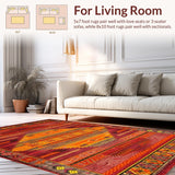 Ultra Soft Area Rug, Non Slip, Stain Resistant, Washable Area Rugs for Living Room, Bedroom, Natural Fiber Festive Design(Red)