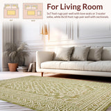 Ultra Soft Area Rug, Non Slip, Stain Resistant, Washable Area Rugs for Living Room, Bedroom, Chic Modern Lattice Aesthetic(Beige)