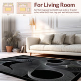 Ultra Soft Area Rug, Non Slip, Stain Resistant, Washable Area Rugs for Living Room, Bedroom, Striking Bold Contrast Pattern(Black)