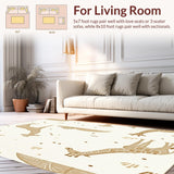 Ultra Soft Area Rug, Non Slip, Stain Resistant, Washable Area Rugs for Living Room, Bedroom, Safari Adventure With Gentle Beige Animal Outlines For Playful Decor(Beige)