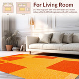 Ultra Soft Area Rug, Non Slip, Stain Resistant, Washable Area Rugs for Living Room, Bedroom, Mid Century Modern Vibrant Meditation Space Rug(Orange)