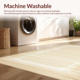Ultra Soft Area Rug, Non Slip, Stain Resistant, Washable Area Rugs for Living Room, Bedroom, Rustic Geometric Neutral Palette(Beige)