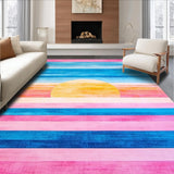 Ultra Soft Area Rug, Non Slip, Stain Resistant, Washable Area Rugs for Living Room, Bedroom, Serene Colorful Brushstroke Harmony(Pink)