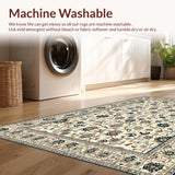 Ultra Soft Area Rug, Non Slip, Stain Resistant, Washable Area Rugs for Living Room, Bedroom, Dynamic Greenery Patterned Accent(Beige)