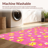 Ultra Soft Area Rug, Non Slip, Stain Resistant, Washable Area Rugs for Living Room, Bedroom, Trendy Colorful Nature-Inspired Print(Pink)