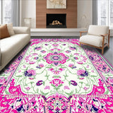 Ultra Soft Area Rug, Non Slip, Stain Resistant, Washable Area Rugs for Living Room, Bedroom, Feminine Elegant Blooming Vibes(White)