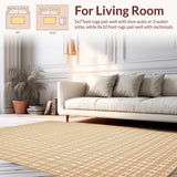Ultra Soft Area Rug, Non Slip, Stain Resistant, Washable Area Rugs for Living Room, Bedroom, Stylish Beige Geometric Motif(Beige)