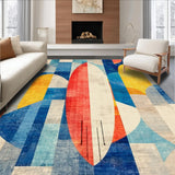 Ultra Soft Area Rug, Non Slip, Stain Resistant, Washable Area Rugs for Living Room, Bedroom, Coastal Surfboard Mosaic Rug with Bold Shapes and Vibrant Nautical Color Blocks(Blue)