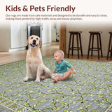 Ultra Soft Area Rug, Non Slip, Stain Resistant, Washable Area Rugs for Living Room, Bedroom, Vibrant Rustic Green Overtones(Gray)