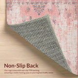 Ultra Soft Area Rug, Non Slip, Stain Resistant, Washable Area Rugs for Living Room, Bedroom, Whimsical Retro Tiled Arrangement(Pink)