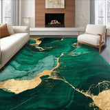 Ultra Soft Area Rug, Non Slip, Stain Resistant, Washable Area Rugs for Living Room, Bedroom, Emerald Green Abstract Elegance(Green)