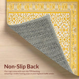 Ultra Soft Area Rug, Non Slip, Stain Resistant, Washable Area Rugs for Living Room, Bedroom, Timeless Vintage Tiled Composition(Yellow)