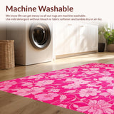 Ultra Soft Area Rug, Non Slip, Stain Resistant, Washable Area Rugs for Living Room, Bedroom, Delicate Blossom Inspired Decor(Pink)