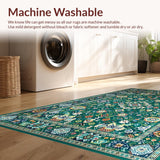 Ultra Soft Area Rug, Non Slip, Stain Resistant, Washable Area Rugs for Living Room, Bedroom, Eclectic Abstract Floral Arrangement(Blue)