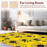 Ultra Soft Area Rug, Non Slip, Stain Resistant, Washable Area Rugs for Living Room, Bedroom, Rustic Floral Medley Circular Theme(Yellow)