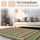 Ultra Soft Area Rug, Non Slip, Stain Resistant, Washable Area Rugs for Living Room, Bedroom, Elegant Linear Wave Motif(Brown)