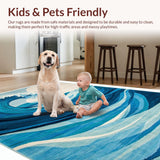 Ultra Soft Area Rug, Non Slip, Stain Resistant, Washable Area Rugs for Living Room, Bedroom, Serene Nautical Dreamscape Motif(Blue)