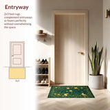 Ultra Soft Area Rug, Non Slip, Stain Resistant, Washable Area Rugs for Living Room, Bedroom, Artistic Dark Green Nature Print(Green)