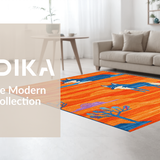 Ultra Soft Area Rug, Non Slip, Stain Resistant, Washable Area Rugs for Living Room, Bedroom, Cartoon Animal Whimsy Pattern(Orange)
