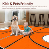 Ultra Soft Area Rug, Non Slip, Stain Resistant, Washable Area Rugs for Living Room, Bedroom, Contemporary Circular Sports Aesthetic(Orange)