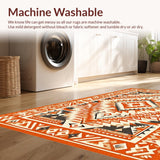 Ultra Soft Area Rug, Non Slip, Stain Resistant, Washable Area Rugs for Living Room, Bedroom, Chic Modern Textured Stripes(Orange)