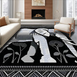Ultra Soft Area Rug, Non Slip, Stain Resistant, Washable Area Rugs for Living Room, Bedroom, Transitional Textured Animal Graphic Design(Black)