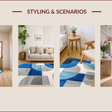 Ultra Soft Area Rug, Non Slip, Stain Resistant, Washable Area Rugs for Living Room, Bedroom, Contemporary Grey and Teal Easy Care Rug for Minimalist Homes(Blue)