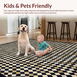 Ultra Soft Area Rug, Non Slip, Stain Resistant, Washable Area Rugs for Living Room, Bedroom, Checkered Diamond Patio(Black)
