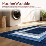 Ultra Soft Area Rug, Non Slip, Stain Resistant, Washable Area Rugs for Living Room, Bedroom, Stylish Blue Tone Canvas(Blue)