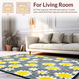 Ultra Soft Area Rug, Non Slip, Stain Resistant, Washable Area Rugs for Living Room, Bedroom, Contemporary Daisy Pattern Delight(Blue)