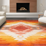Ultra Soft Area Rug, Non Slip, Stain Resistant, Washable Area Rugs for Living Room, Bedroom, Unique Modern Distressed Aesthetic(Orange)