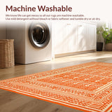 Ultra Soft Area Rug, Non Slip, Stain Resistant, Washable Area Rugs for Living Room, Bedroom, Colorful Modern Symmetrical Elements(Orange)