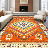 Ultra Soft Area Rug, Non Slip, Stain Resistant, Washable Area Rugs for Living Room, Bedroom, Vibrant Rainbow Abstract Motif(Orange)