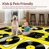 Ultra Soft Area Rug, Non Slip, Stain Resistant, Washable Area Rugs for Living Room, Bedroom, Funky Vintage Abstract Aesthetic(Black)