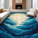 Ultra Soft Area Rug, Non Slip, Stain Resistant, Washable Area Rugs for Living Room, Bedroom, Ocean Depths Bright Colors Fish Beige Area Coastal Design(Blue)